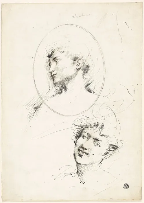 Framed Print : Two Female Heads, n.d. Creator: William Merritt Chase Framed Print : Two Female Heads, n.d. Creator: William Merritt Chase