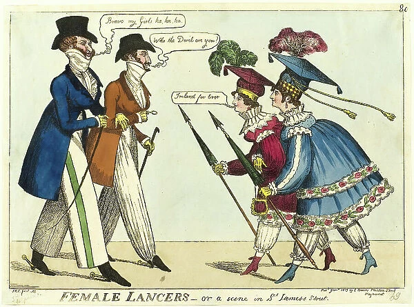 Female Lancers - or A Scene in St. James's Street, published January, 1819. Creator: Isaac Robert Cruikshank