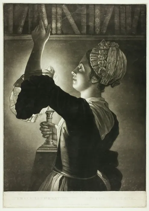 Framed Print : Female Lucubration: Étude Nocturne, 1772. Creator: Philip Dawe Framed Print : Female Lucubration: Étude Nocturne, 1772. Creator: Philip Dawe