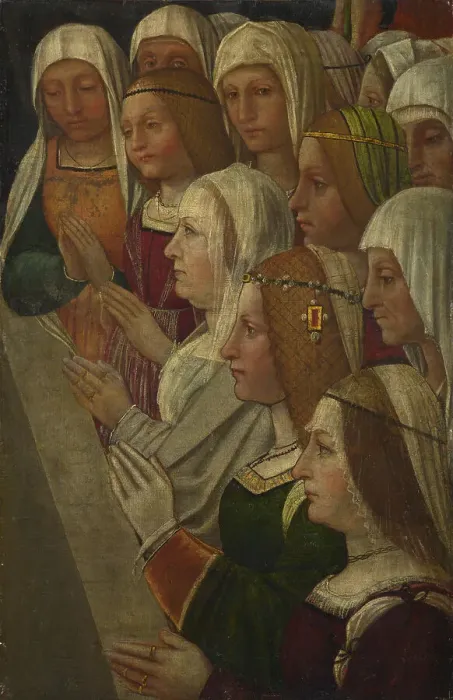 Framed Print : Female Members of a Confraternity, c. 1500. Artist: Italian master Framed Print : Female Members of a Confraternity, c. 1500. Artist: Italian master