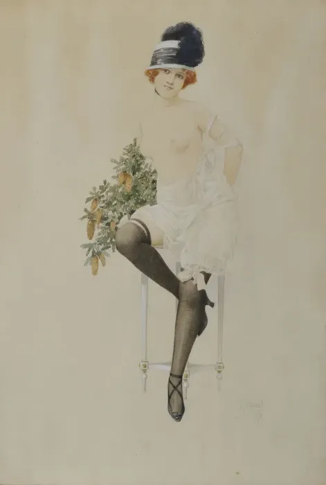 Framed Print : Female Nude, 1919 Framed Print : Female Nude, 1919