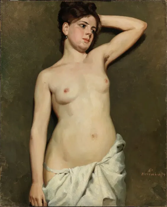 Framed Print : Female Nude, academy study, 1874. Creator: Albert Edelfelt Framed Print : Female Nude, academy study, 1874. Creator: Albert Edelfelt