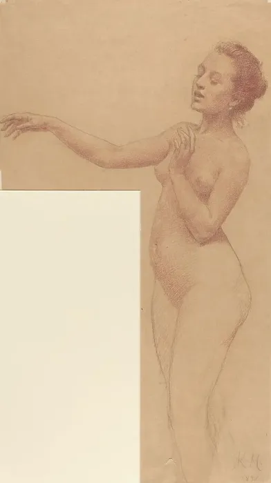 Framed Print : Female Nude with Outstretched Arm, 1898. Creator: Karel Vitezslav Masek Framed Print : Female Nude with Outstretched Arm, 1898. Creator: Karel Vitezslav Masek