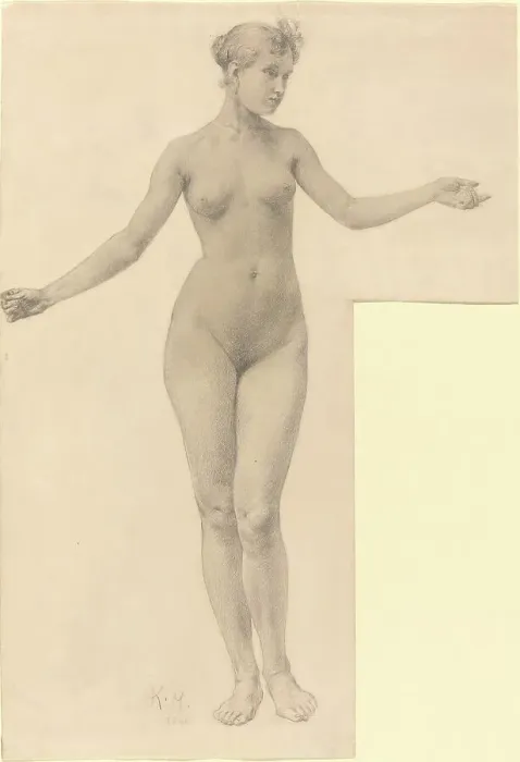 Framed Print : Female Nude with Outstretched Arms, 1896. Creator: Karel Vitezslav Masek Framed Print : Female Nude with Outstretched Arms, 1896. Creator: Karel Vitezslav Masek