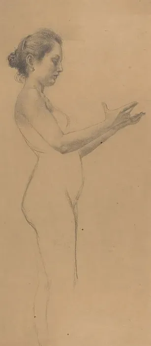 Framed Print : Female Nude with a Platter, 1898. Creator: Karel Vitezslav Masek Framed Print : Female Nude with a Platter, 1898. Creator: Karel Vitezslav Masek