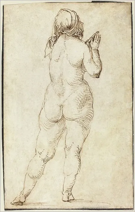 Framed Print : Female Nude Praying, 1497 / 1500. Creator: Albrecht Durer Framed Print : Female Nude Praying, 1497 / 1500. Creator: Albrecht Durer