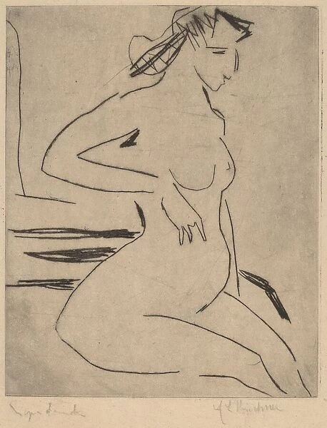 Female Nude Seated, 1909. Creator: Ernst Kirchner
