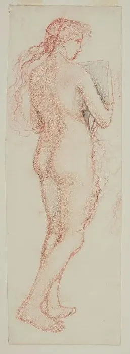 Framed Print : Female nude - study of figure with musical instrument, 1864. Creator: Sir Edward Coley Burne-Jones Framed Print : Female nude - study of figure with musical instrument, 1864. Creator: Sir Edward Coley Burne-Jones
