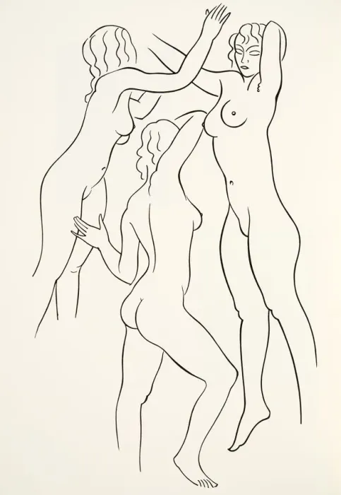 Framed Print : Three female nudes, 1938, (wood engraving) Framed Print : Three female nudes, 1938, (wood engraving)