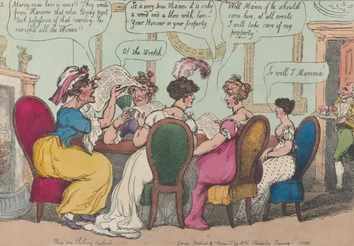 Framed Print : Female Politicians, January 1, 1808. January 1, 1808. Creator: Thomas Rowlandson Framed Print : Female Politicians, January 1, 1808. January 1, 1808. Creator: Thomas Rowlandson