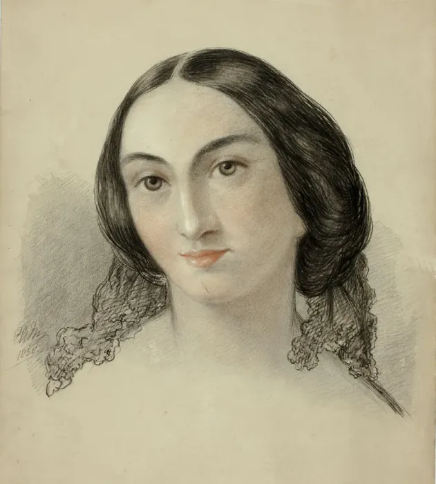 Framed Print : Female Portrait Head, 1858. Creator: Elizabeth Murray Framed Print : Female Portrait Head, 1858. Creator: Elizabeth Murray