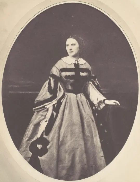 Framed Print : [Female Portrait, Standing, Looking Left], 1850s-60s. Creator: Franz Antoine