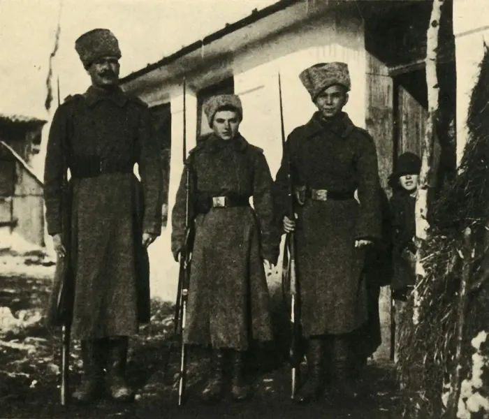 Framed Print : Female Russian soldier decorated for bravery, First World War, c1916, (c1920). Creator: Unknown Framed Print : Female Russian soldier decorated for bravery, First World War, c1916, (c1920). Creator: Unknown