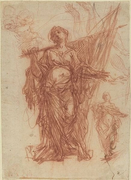 Female Saint Carrying a Banner [recto]. Creator: Baldassare Franceschini