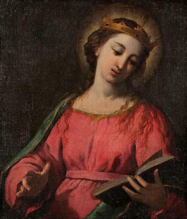 Framed Print : Female Saint, late 16th-early 17th century. Creator: Scarsellino Framed Print : Female Saint, late 16th-early 17th century. Creator: Scarsellino