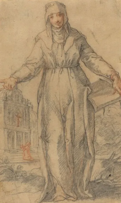 Framed Print : Female Saint (Saint Clare of Assisi or Saint Catherine of Siena?), c. 1600