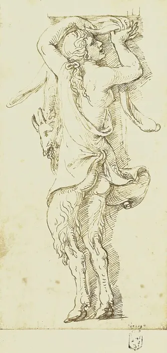 Framed Print : A Female Satyr, 1527. Creator: Giulio Romano