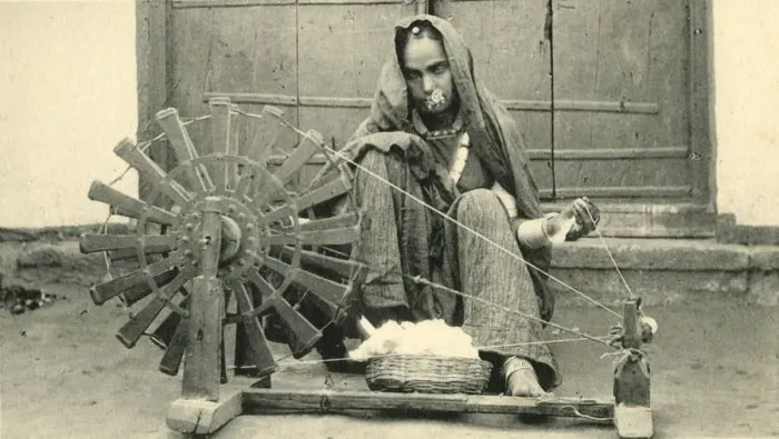 Framed Print : Female Spinning, Jaipur. Creator: Unknown Framed Print : Female Spinning, Jaipur. Creator: Unknown