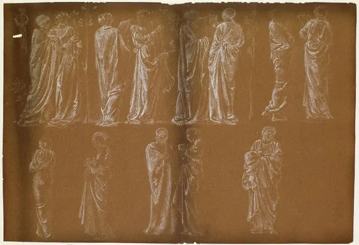 Framed Print : Female - Thirteen Drapery Studies, 1868. Creator: Sir Edward Coley Burne-Jones Framed Print : Female - Thirteen Drapery Studies, 1868. Creator: Sir Edward Coley Burne-Jones