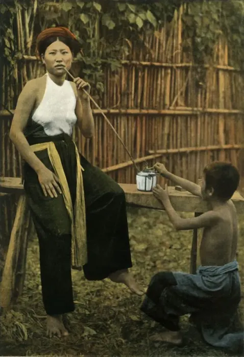Framed Print : Femme Fumant De L Opium, (Woman Smoking Opium), 1900. Creator: Unknown Framed Print : Femme Fumant De L Opium, (Woman Smoking Opium), 1900. Creator: Unknown