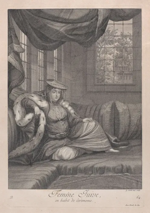 Framed Print : Femme Juive, en habit de ceremonie, 1714-15. Creator: Unknown Framed Print : Femme Juive, en habit de ceremonie, 1714-15. Creator: Unknown