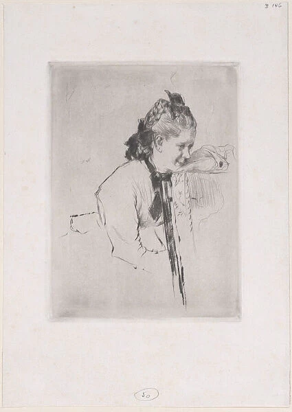 Femme de metier (etude de jeune fille appuyee sur une chaise), 1889?. Creator: Marcellin-Gilbert Desboutin