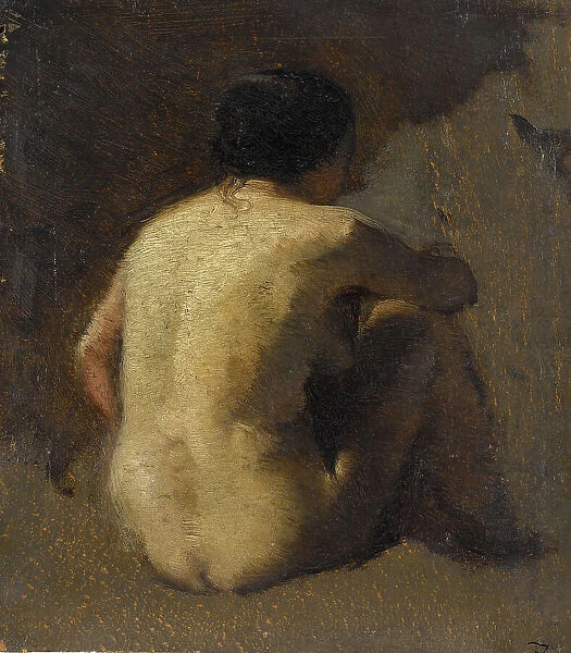Femme nue assise, vue de dos, between 1845 and 1848. Creator: Felix Francois Georges Philibert Ziem
