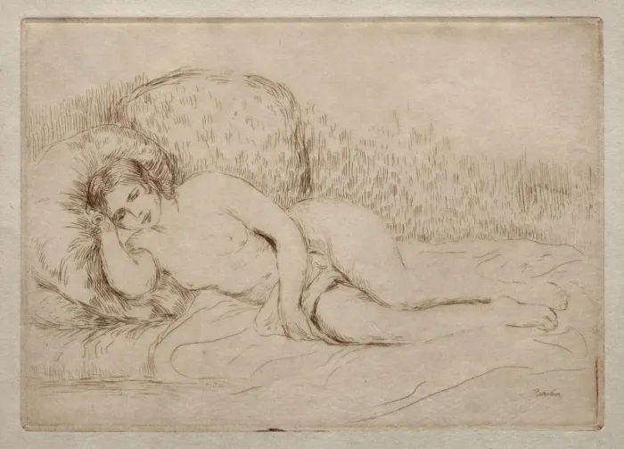 Framed Print : Femme nue couchee, 1906. Creator: Pierre-Auguste Renoir (French, 1841-1919) Framed Print : Femme nue couchee, 1906. Creator: Pierre-Auguste Renoir (French, 1841-1919)