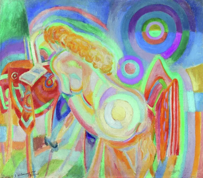 Framed Print : Femme nue lisant (Nude Woman Reading), 1920. Creator: Delaunay, Robert (1885-1941) Framed Print : Femme nue lisant (Nude Woman Reading), 1920. Creator: Delaunay, Robert (1885-1941)