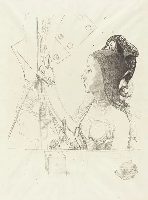 Framed Print : Femme de Profil (Profile of a Woman), 1900. Creator: Odilon Redon