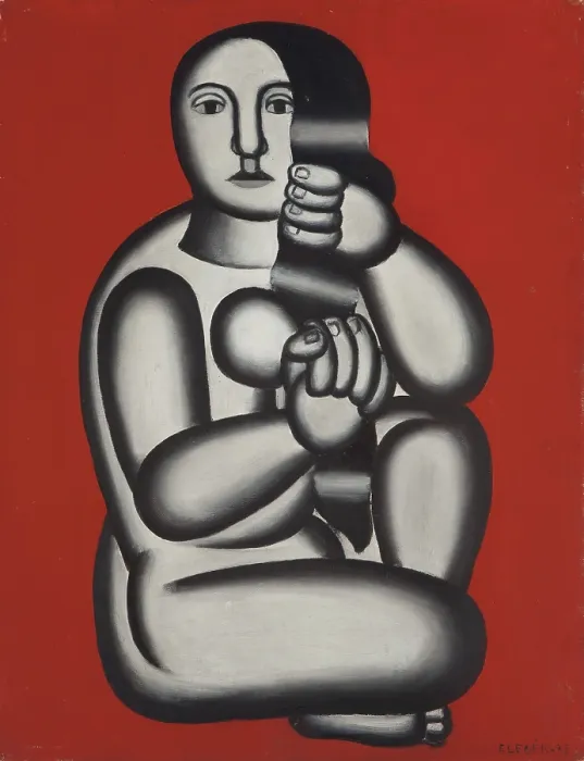 Framed Print : Femme sur fond rouge, 1927. Creator: Fernand Leger Framed Print : Femme sur fond rouge, 1927. Creator: Fernand Leger