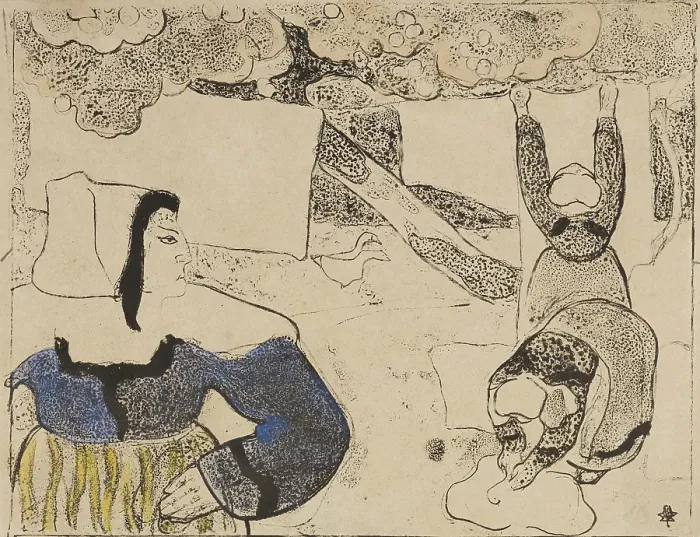 Framed Print : Femmes etendant du linge (Women Hanging Laundry), 1889. Creator: Emile Bernard Framed Print : Femmes etendant du linge (Women Hanging Laundry), 1889. Creator: Emile Bernard