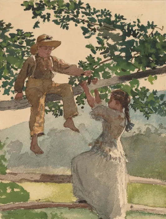 Framed Print : On the Fence, 1878. Creator: Winslow Homer