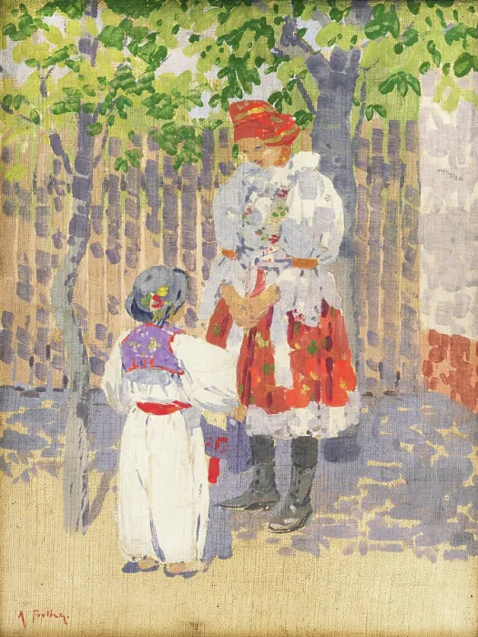 Framed Print : By the Fence, 1915-1925. Creator: Anton Frolka Framed Print : By the Fence, 1915-1925. Creator: Anton Frolka