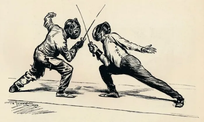 Framed Print : Fencers, 1900. Artist: Frederick Henry Townsend Framed Print : Fencers, 1900. Artist: Frederick Henry Townsend