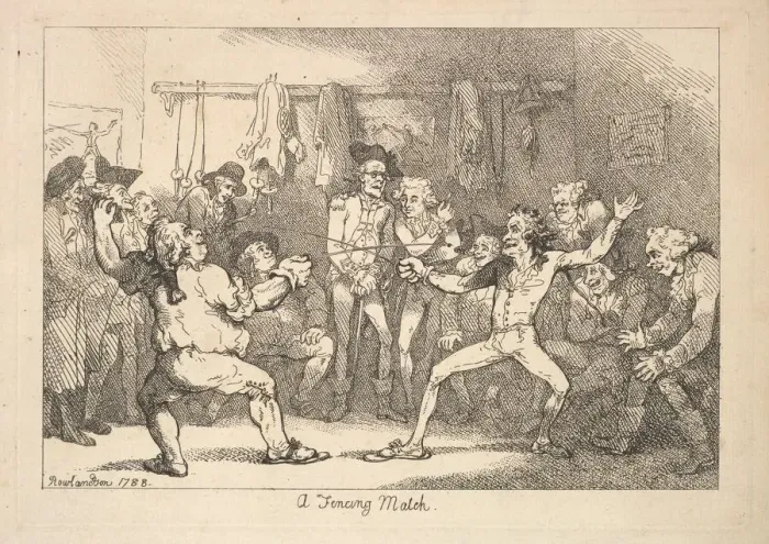 Framed Print : A Fencing Match, 1788. Creator: Thomas Rowlandson Framed Print : A Fencing Match, 1788. Creator: Thomas Rowlandson