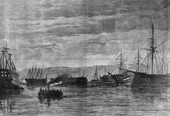 Framed Print : The Fenian Alarm: the night guard in Plymouth Harbour, 1868. Creator: Unknown Framed Print : The Fenian Alarm: the night guard in Plymouth Harbour, 1868. Creator: Unknown