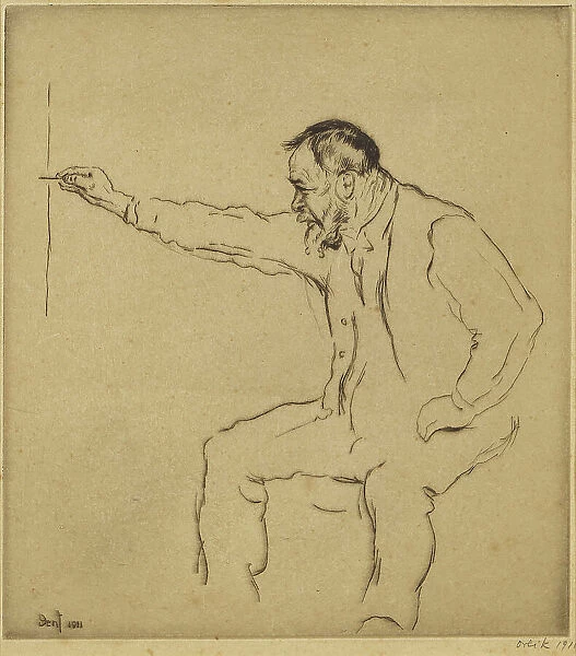 Ferdinand Hodler at the easel, 1911. Creator: Orlik, Emil (1870-1932)