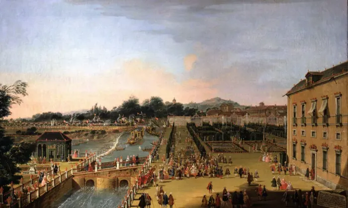 Framed Print : Ferdinand VI and Barbara of Braganza in the gardens of Aranjuez, 1756, oil Painting