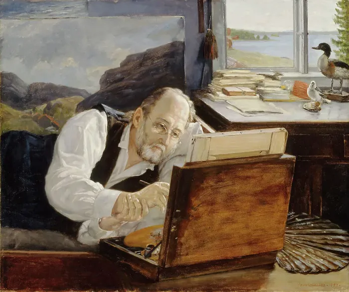 Framed Print : Ferdinand von Wright at Work, 1897. Creator: Arvid Liljelund Framed Print : Ferdinand von Wright at Work, 1897. Creator: Arvid Liljelund