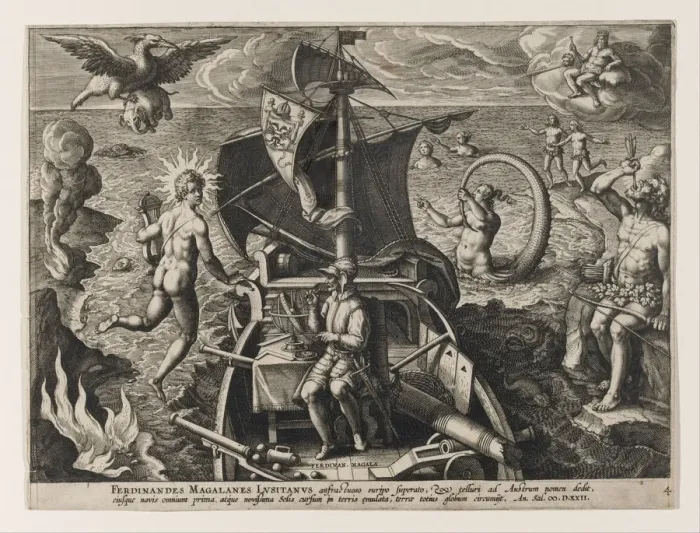 Framed Print : Ferdinandes Magallanes Lusitanus (Americae Retectio), 1591. Artist: Galle, Philipp (1537-1612) Framed Print : Ferdinandes Magallanes Lusitanus (Americae Retectio), 1591. Artist: Galle, Philipp (1537-1612)