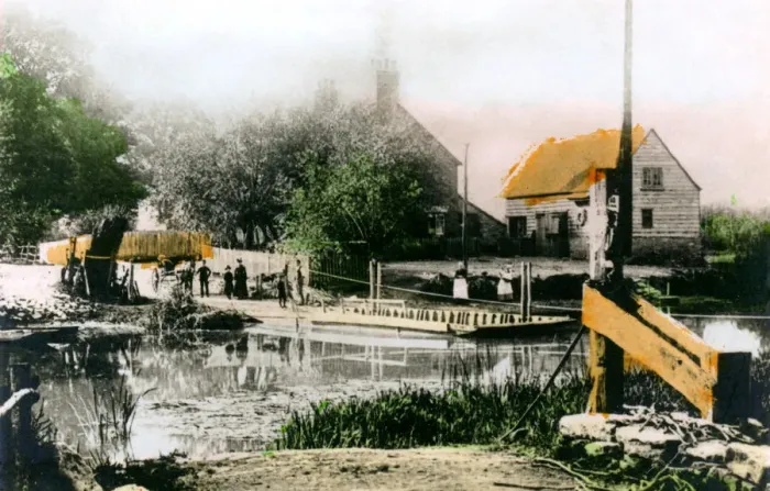 Framed Print : The ferry at Bablock Hythe, Oxfordshire, 1926. Artist: Cavenders Ltd Framed Print : The ferry at Bablock Hythe, Oxfordshire, 1926. Artist: Cavenders Ltd
