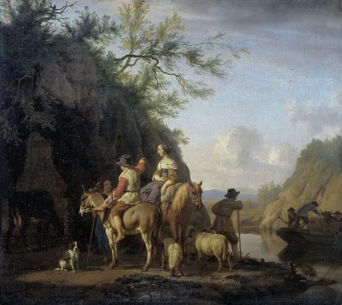 Framed Print : Ferry Boat, 1666. Creator: Adriaen van de Velde Framed Print : Ferry Boat, 1666. Creator: Adriaen van de Velde