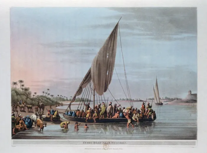 Framed Print : Ferry Boat Near Nedssili, Egypt, 1801. Artist: Thomas Milton Framed Print : Ferry Boat Near Nedssili, Egypt, 1801. Artist: Thomas Milton