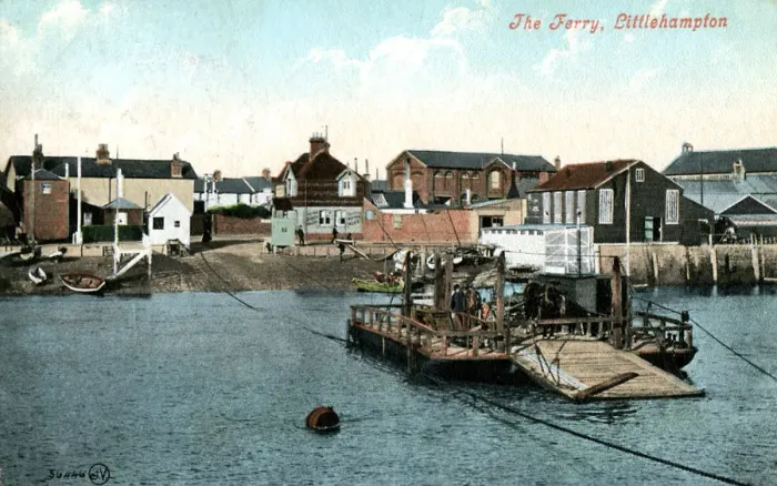 Framed Print : The ferry at Littlehampton, West Sussex, 1907 Framed Print : The ferry at Littlehampton, West Sussex, 1907