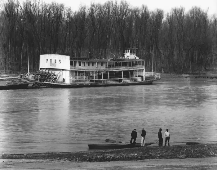 Framed Print : Ferry and river men, Vicksburg, Mississippi, 1936. Creator: Walker Evans Framed Print : Ferry and river men, Vicksburg, Mississippi, 1936. Creator: Walker Evans