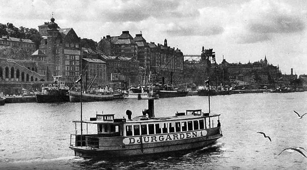 A ferry on the way to the island of Djurgarden, Stockholm, Sweden, c1923
