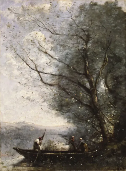 Framed Print : The Ferryman, ca. 1865. Creator: Jean-Baptiste-Camille Corot Framed Print : The Ferryman, ca. 1865. Creator: Jean-Baptiste-Camille Corot