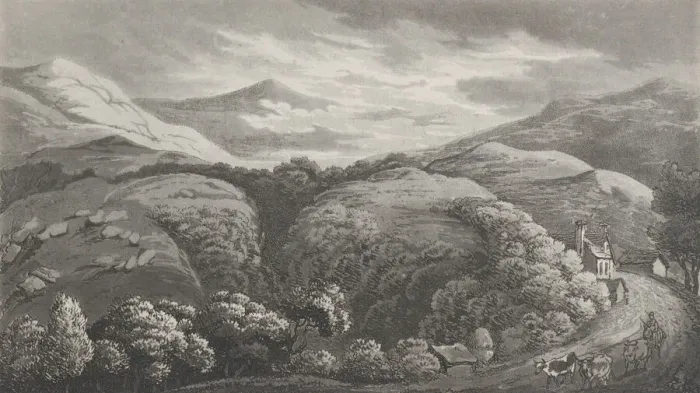 Framed Print : Festiniog, from Remarks on a Tour to North and South Wales, in the year 1797, September 1, 1799. Creator: John Hill Framed Print : Festiniog, from Remarks on a Tour to North and South Wales, in the year 1797, September 1, 1799. Creator: John Hill