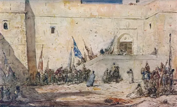 Framed Print : A Festival Day, c1910. Artist: Marius Bauer Framed Print : A Festival Day, c1910. Artist: Marius Bauer